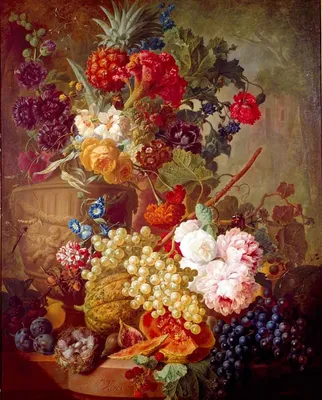 Натюрморт фруктами и цветами» Ос Ян ван, картина 1775-1800 гг.