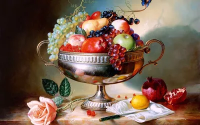 Фото Натюрморт с фруктами в вазе