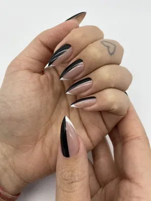 Двойной френч на длинных острых ногтях | Nail art tutorial, Nail art, Nails