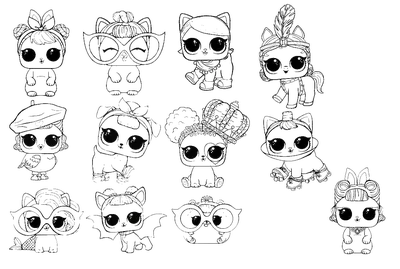 Раскраска Кукла ЛОЛ питомцы распечатать, скачать, раскрасить онлайн