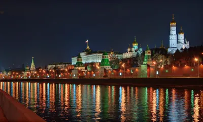 Обои Москва, Москва-река, ночь, город, ориентир - картинка на рабочий стол  и фото бесплатно
