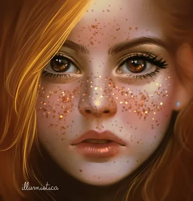 Фото Рыжеволосая девушка с блестками на лице, by illumistica