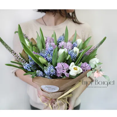 Букет из фиолетовых тюльпанов и нарциссов, Flowers \u0026 Gifts Perm, buy at a  price of 2390 RUB, Florists Specials on Leto with delivery | Flowwow