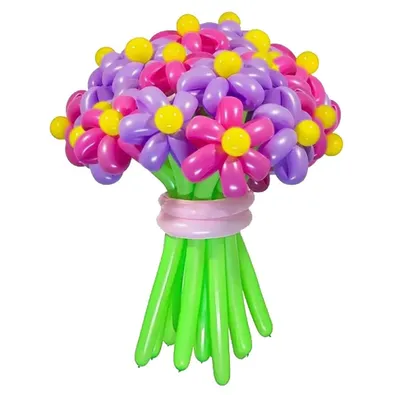Купить Цветы из шаров - розовые и фиолетовые ромашки - 1 шт. в Зеленограде  с круглосуточной доставкой арт. 10900
