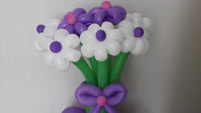 Цветы из шаров Букет на подставке с бантом из шдм Flowers of balloons -  YouTube