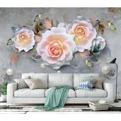 Фотообои 3d на стену нежные розы на сером фоне, обои на заказ, 3D фотообои,  декор стен, для гостиной, кухни, спальни - купить по выгодной цене |  AliExpress