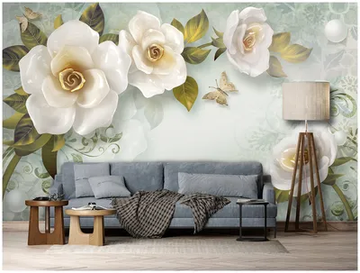 Фотообои / флизелиновые обои Мраморные розы 3D / флизелиновые готовые на  стену / крупные цветы / на кухню, в прихожую, спальню, гостиную, зал / 3Д  расширяющие пространство 4 x 2,5 м —