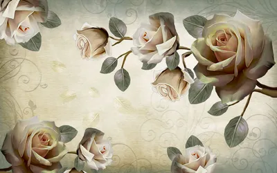 Купить фотообои Розы «3D ветка розы» | PINEGIN