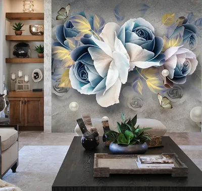 Фотообои Fbrush Синие розы 300х270 см, 3D обои, флизелиновые, цветы, розы,  флора, в спальню, гостиную, кухню, коридор, на стену - купить по выгодной  цене в интернет-магазине OZON
