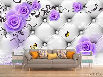 Фотообои 3д фиолетовые розы», (арт. 22096) - купить в интернет-магазине  Chameleon