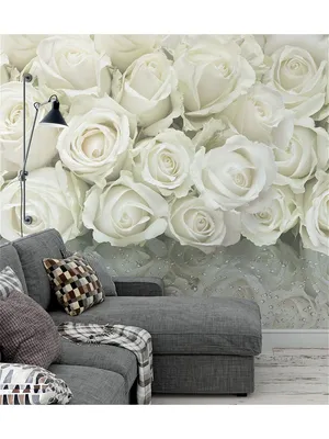 Фотообои 3D \"Белые розы на стекле\" 300х270 (ШхВ) Design Studio 3D 15620949  купить в интернет-магазине Wildberries