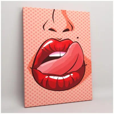 Картина на холсте (интерьерный постер) в стиле поп-арт \"Губы - французский  поцелуй\" с деревянным подрамником, размер 60x80 см — купить в  интернет-магазине по низкой цене на Яндекс Маркете