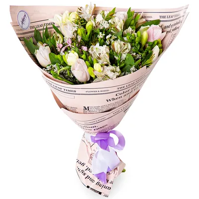 Букет из тюльпанов, фрезии и альстромерии - купить в Москве по цене 7390 р  - Magic Flower