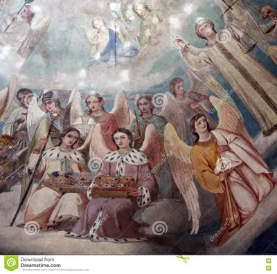 Старые христианские ангелы фрески с подарками Стоковое Изображение -  изображение насчитывающей прочность, христианка: 80477439