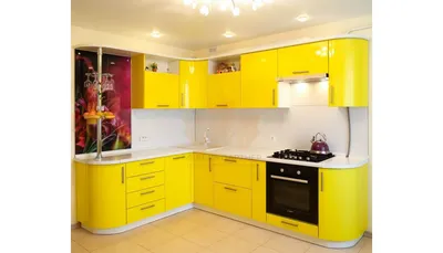 Заказать кухня желтая с радиусными фасадами в магазине компании Мебель  Партнер с доставкой по Липецкой области