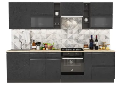 Модульная кухня \"Бруклин\" 2,8 м - Бетон черный по цене 30990 руб в  каталоге, Липецк
