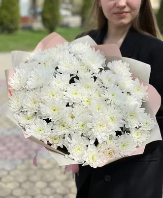 Букет из 15 белых хризантем купить в Киеве: цена, заказ, доставка | Магазин  «Камелия»