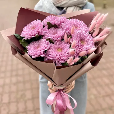 Букет из 15 веточек кустовых хризантем купить в Москве недорого с доставкой