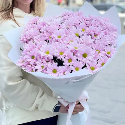 41 розовая кустовая хризантема в букете за 12 390 руб. | Бесплатная  доставка цветов по Москве