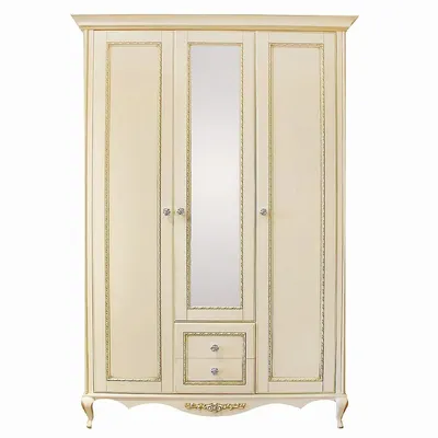 Шкаф платяной Timber Неаполь, 3-х дверный с зеркалом 159x65x227 см, цвет:  ваниль с золотом (Т-523/VO) Т-523 – купить по цене от 146101 руб.