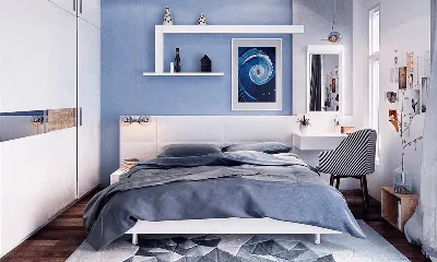Васильковый цвет в спальне: как использовать, примеры на фото