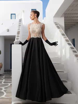 Шикарное вечернее платье в пол с черной юбкой DOLLY Tarik Ediz ✓ купить в  салоне Виктория!