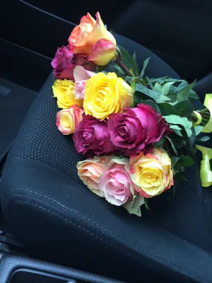 Цветы в машине на сиденье фото