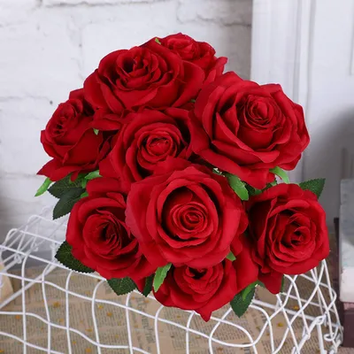 Купить 10 головок искусственный цветок розы, многоцветный букет высокого  качества, свадебное украшение дома своими руками по выгодной цене в  интернет-магазине OZON.ru