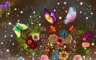 Волшебные цветы и бабочки - 45 фото