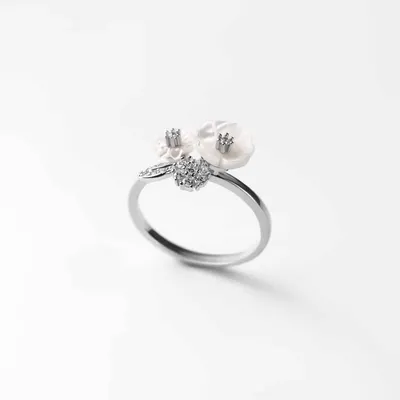 Серебряное кольцо с самоцветами и эмалью \"Цветы\" - арт. 1061241 - купить в  интернет-магазине Ювелирочка