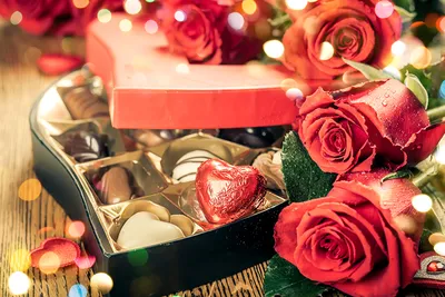 Фото серце Розы Конфеты цветок коробки Еда