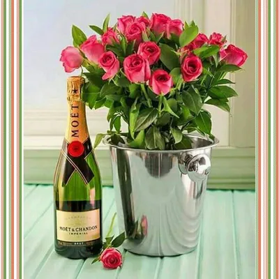 Букет роз и шампанское (44 фото)