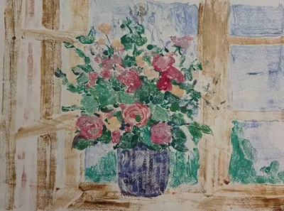 Обои на монитор | Цветы | окно, подоконник, ваза, цветы, розы
