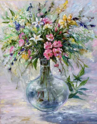 Картины: \"Весенний натюрморт\"цветы в вазе – заказать на Ярмарке Мастеров –  NIU94RU | Картины, Нижний Новгород