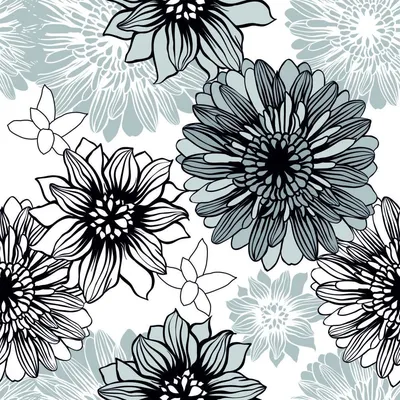 Дизайнерские фотообои Черно-белые цветы №60. Авторские обои под заказ |  ABC-Decor