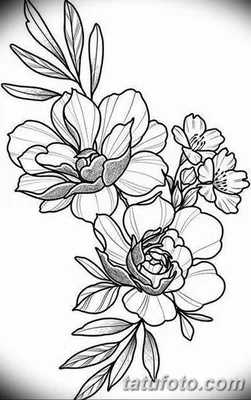черно белый эскиз тату рисункок цветок 11.03.2019 №058 - tattoo sketch -  tatufoto.com - tatufoto.com