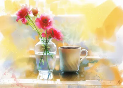 Цветы и кофе картинки красивые - 81 фото