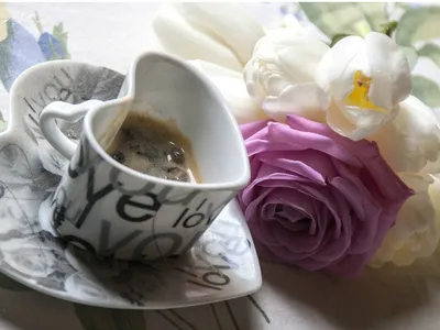 Утренний кофе с цветами - 36 фото