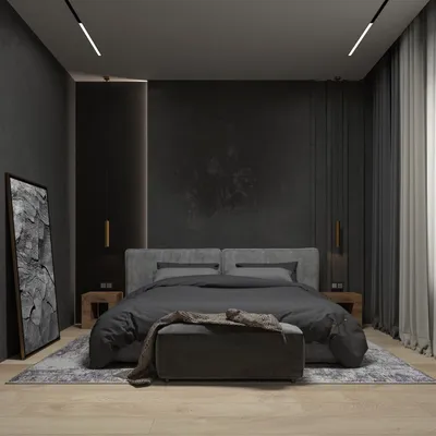 Чёрная спальня в современном стиле | Black bedroom decor, Apartment bedroom  design, Bedroom interior