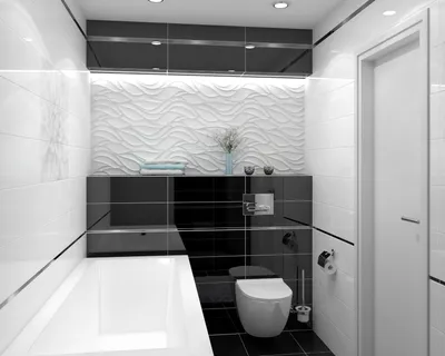 Ванная комната дизайн черно белая плитка - 60 фото