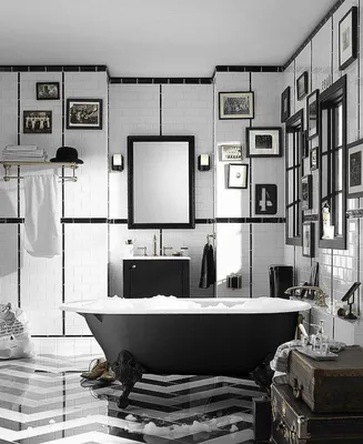 Черно-белая ванная комната: идеи дизайна (+40 фото)