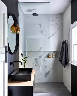 Черно белая ванная комната дизайн фото