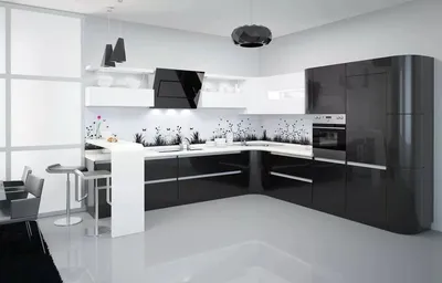 Черно белая кухня фото