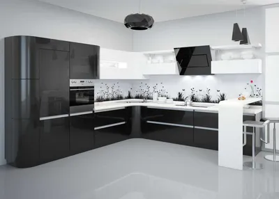 Глянцевая черно-белая кухня (57 фото): как создать интерьер своими руками,  инструкция, фото, цена и видео-уроки