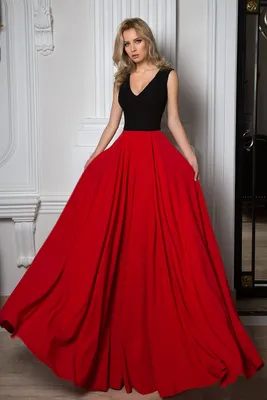 Черно-красное платье 16-1037 | Купить вечернее платье в салоне Валенсия  (Москва)