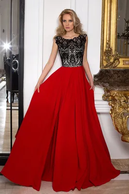 Черно-красное торжественное платье 16-1025 | Купить вечернее платье в  салоне Валенсия (Москва)