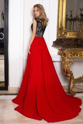 Черно-красное торжественное платье 16-1025 | Купить вечернее платье в  салоне Валенсия (Москва)