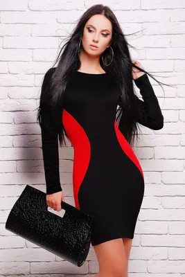 Черное платье с красным рисунком (63 фото)
