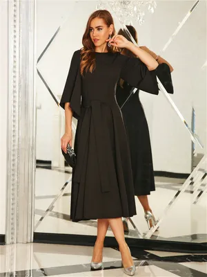 Платье миди женское вечернее офисное большие размеры черное Lussotico  9968556 купить в интернет-магазине Wildberries