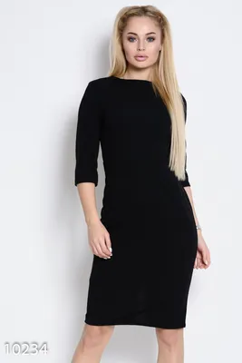 Черное однотонное облегающее офисное платье до колен 53404 за 472 грн:  купить из коллекции Autumn time - issaplus.com